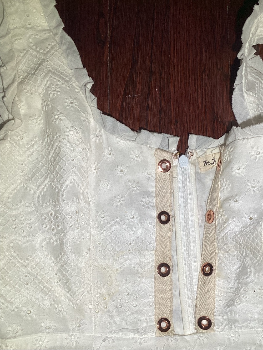 For love and Lemon eyelet mini White Lace-Up Sleeveless Mini Dress small - Picture 5 of 10